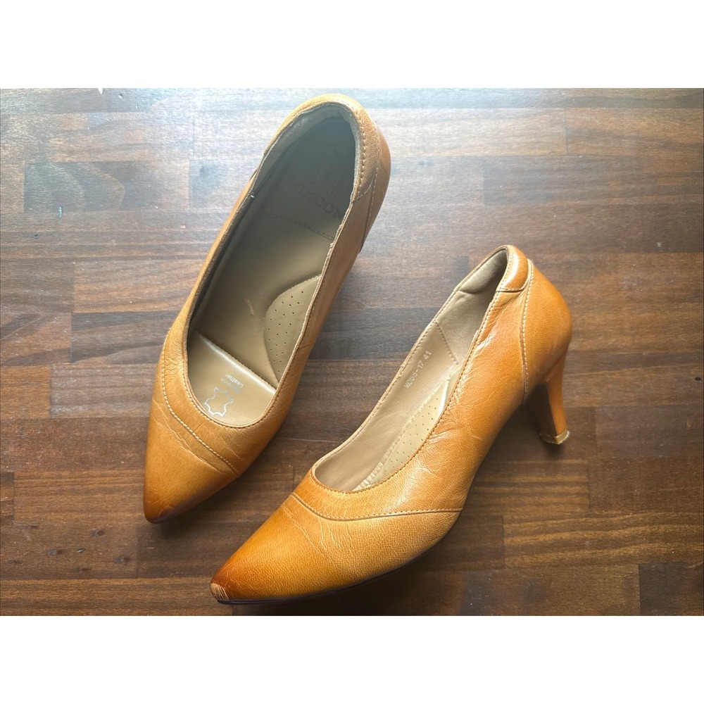 Mikcon Leather Heels Camel Color Women's 41 So Comfortable